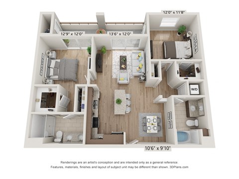 Main Street Village Irvine, CA Inyo Floor Plan 1103 SF